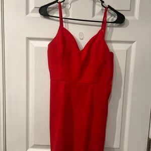 Red mini dress with gem back
